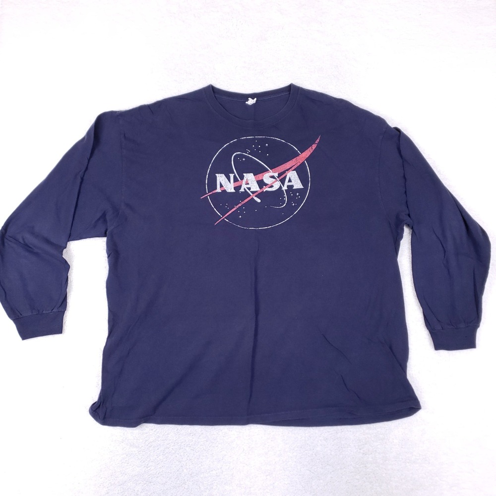 Delta Pro Weight NASA T Shirt Adult 3XL Navy Blue Long Sleeve Space Graphic Tee